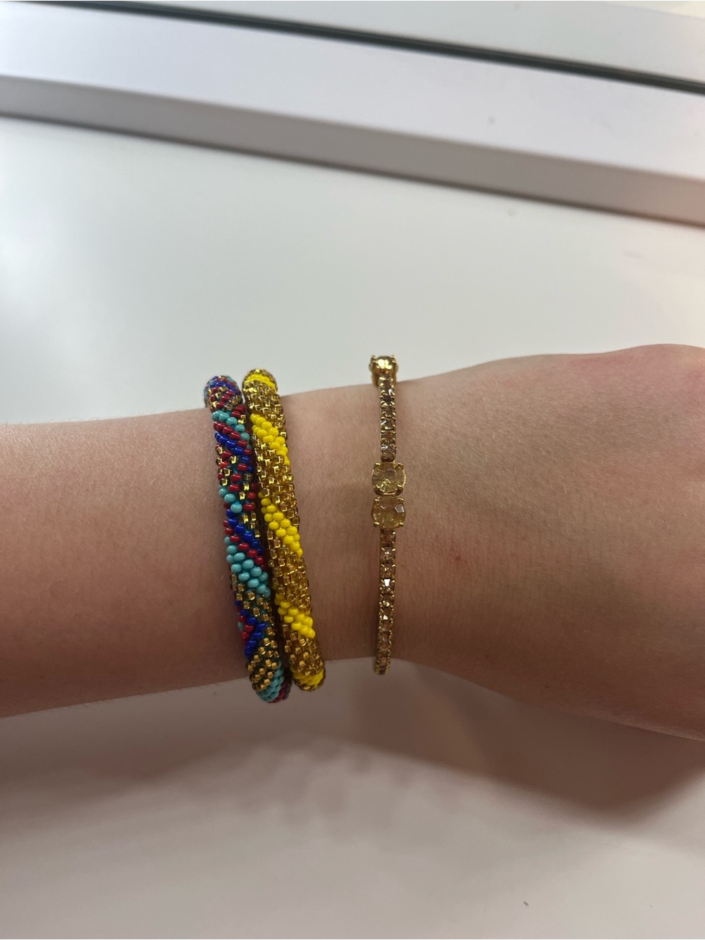 Gold and Multicolor Beaded Women's Bracelet Set